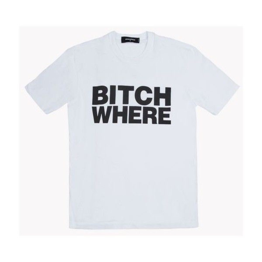 DSQUARED2 Men’s White T-Shirt “BITCH WHERE” size M